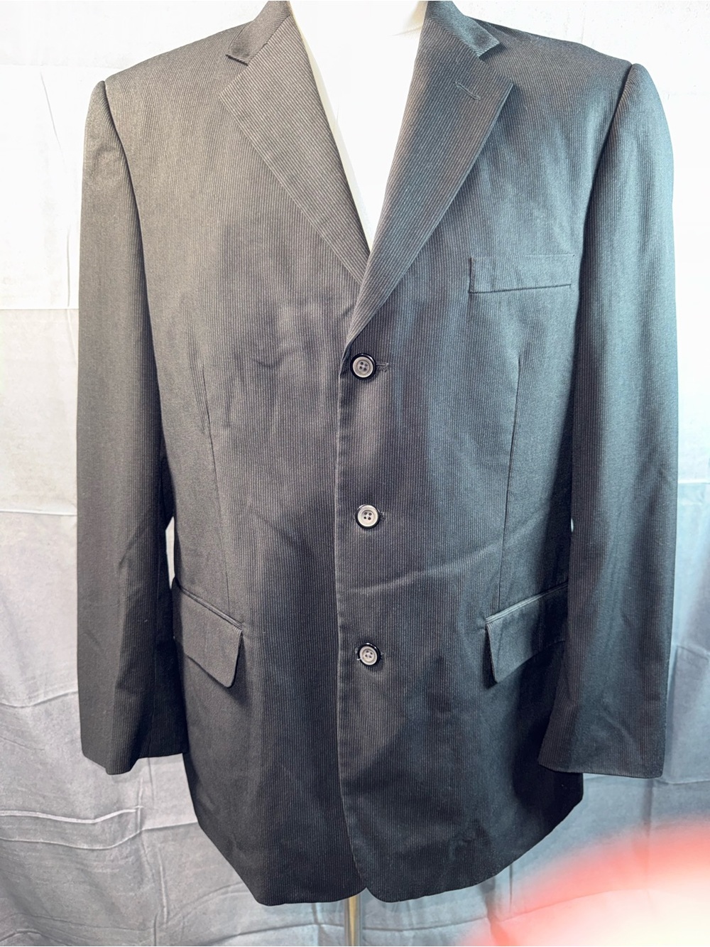 1453-Retro Men's Dark Gray Pinstripe Sport Coat Blazer